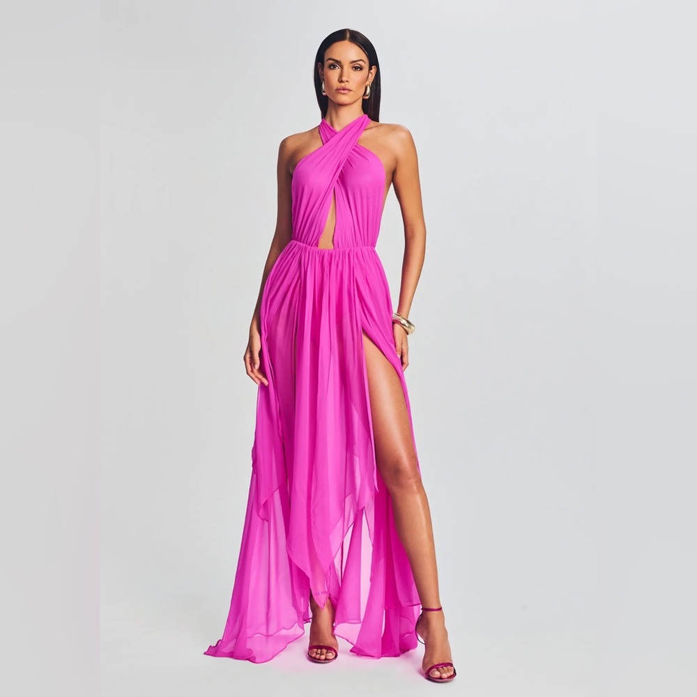 Retrofete Ina silk dress, neon pink, NWT, XXS